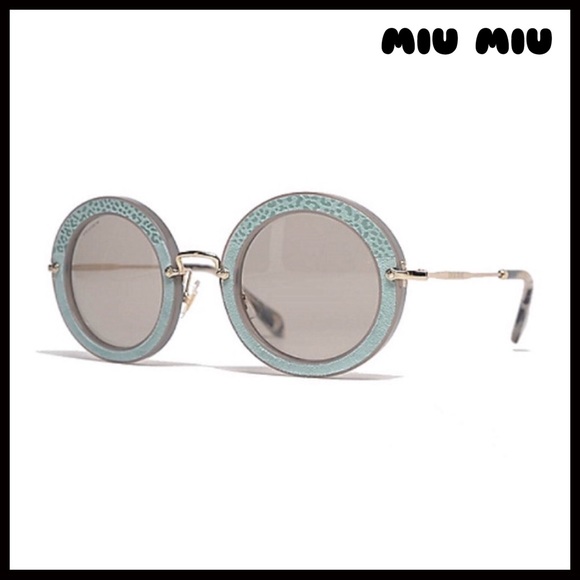 Miu Miu Accessories - MIU MIU AQUA ROUND FRAME SUNGLASSES